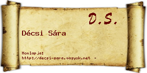 Décsi Sára névjegykártya