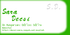 sara decsi business card